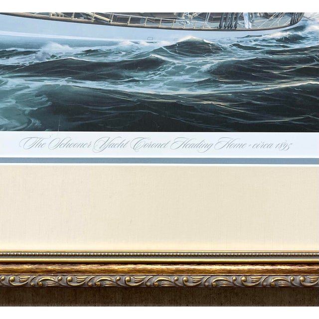 1990s John Mecray “The Schooner Yacht Coronet…” Framed, Matted & Signed Print For Sale - Image 5 of 10