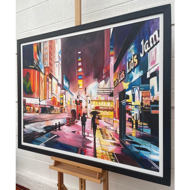 Textile Painting of Times Square Manhattan New York City - Unique Original Art by Contemporary British Artist, 2021 For Sale - Image 7 of 13