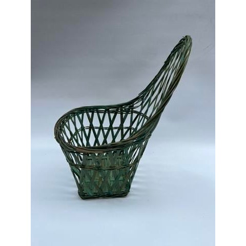 Farmhouse Vintage Green Basket For Sale - Image 3 of 7