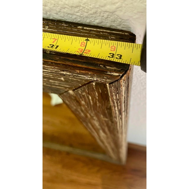 Burnt Umber 1990s Rustic Wood-Framed Wall Mirror For Sale - Image 8 of 11