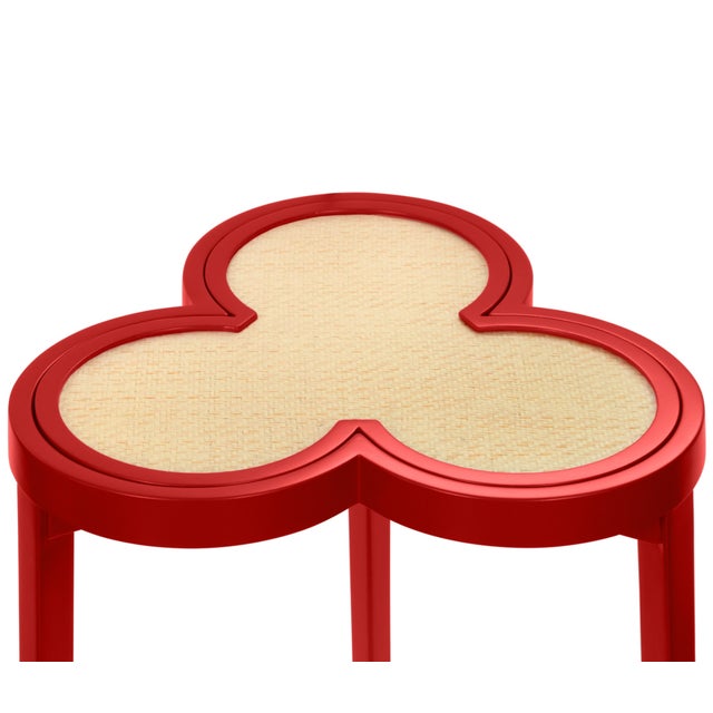 Matthew Izzo Home Dylan Matte Red Lacquer Flip Top Clover Shaped Drinks Table For Sale In New York - Image 6 of 7