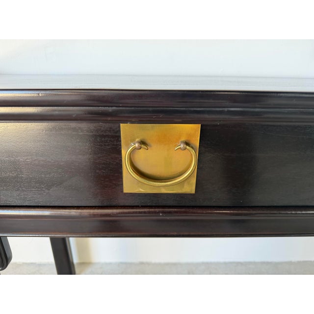 Vintage Century Furniture Chinoiserie Black Lacquered Ebonized Console Sofa Table For Sale - Image 4 of 12