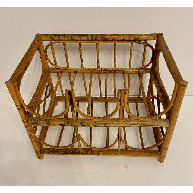 Vintage Tortoise Bamboo 6 Bottle Wine Rack For Sale In New York - Image 6 of 10