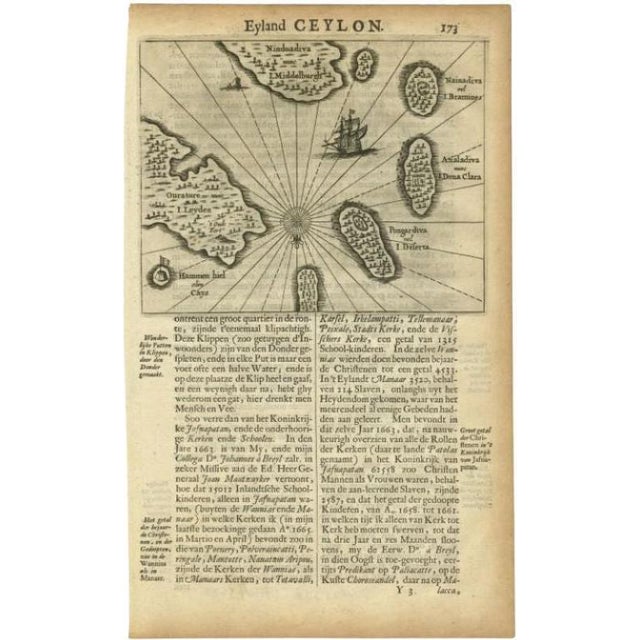 17th Century Antique Map of the Islands Near Ceylon by Baldaeus, 1672 For Sale - Image 5 of 5