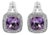 Sterling Silver Cushion Cut Amethyst and Diamond Accent Halo Drop Earrings, Pair For Sale