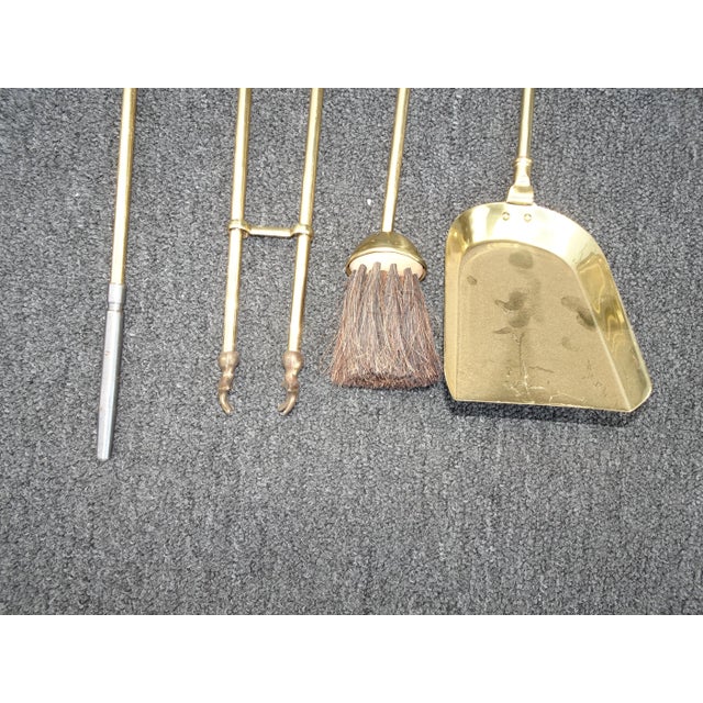 Gold Fp 15 Vintage French Country Gold Fireplace Tools With Four Tools For Sale - Image 8 of 13