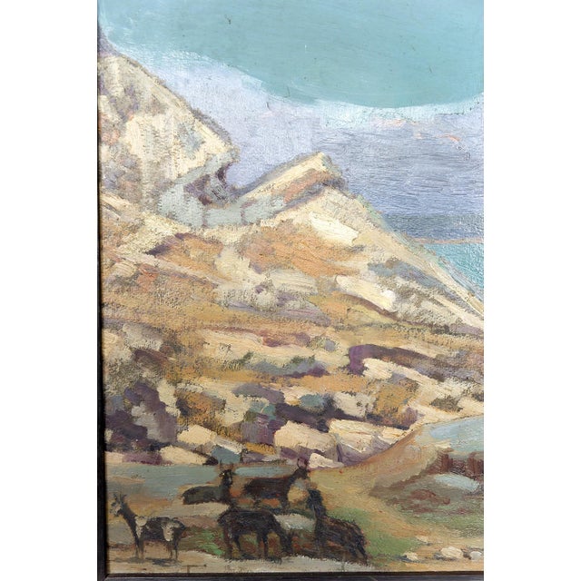 Mid-Century Modern Mediterranean Coastal Town, France, 1930, Oil on Panel, Framed For Sale - Image 3 of 15