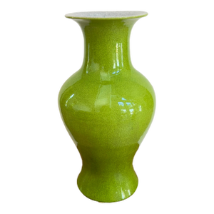 20th Century Chinese Lime Green Crackle Glaze Baluster Vase