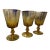 1960s Set of Three Mid Century Modern Swirl Amber Glass Goblets - Rare Style For Sale