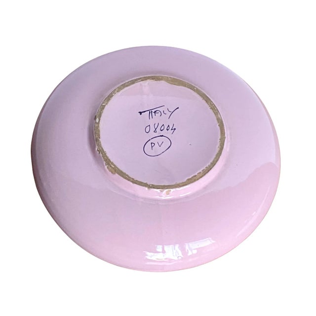 Ceramic Vintage Hand Painted Pink Italian Ashtray / Catchall For Sale - Image 7 of 9