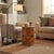 Distressed Light Orange Tibetan Style Jewel Symbol Round Drum Table For Sale - Image 4 of 10