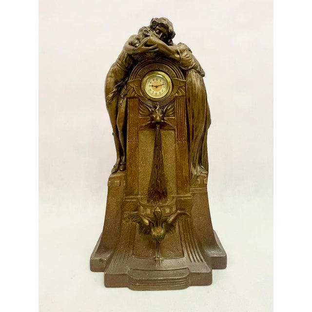 Large French Art Nouveau No 112 Fontaine De Labour Table Clock in Plaster from Lb Deposee, 1890s For Sale - Image 4 of 14