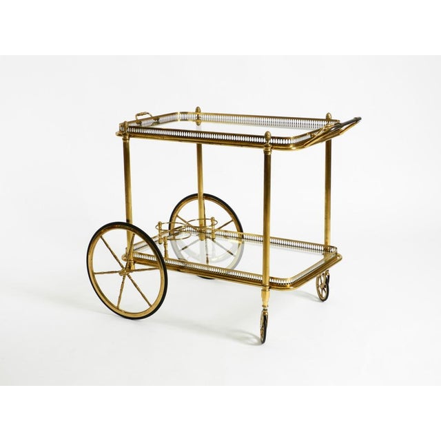Maison Jansen Neoclassical Brass Bar Cart with Glass Trays from Maison Jansen, 1960s For Sale - Image 4 of 18