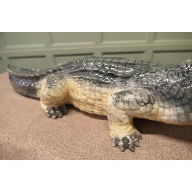 Long Italian Handmade Majolica Crocodile For Sale - Image 5 of 8