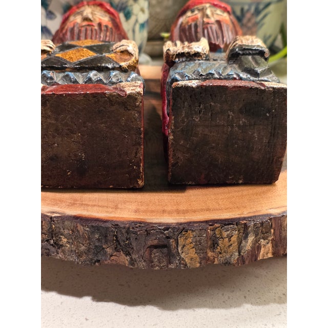 Pair of early 20th century word carved Spanish "Santos" figures.