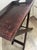 1980s Dark Wood Folding Butler Tray Table Woven Bamboo Inlay Removable Serving Tray For Sale - Image 4 of 13