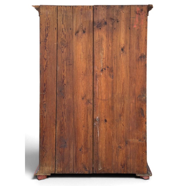 Antique Tyrolean Red Painted Wardrobe with Flowers, 1818 For Sale - Image 9 of 18