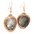 Ladies 14k Yellow Gold Labradorite Textured Drop Dangle Earrings, A Pair For Sale