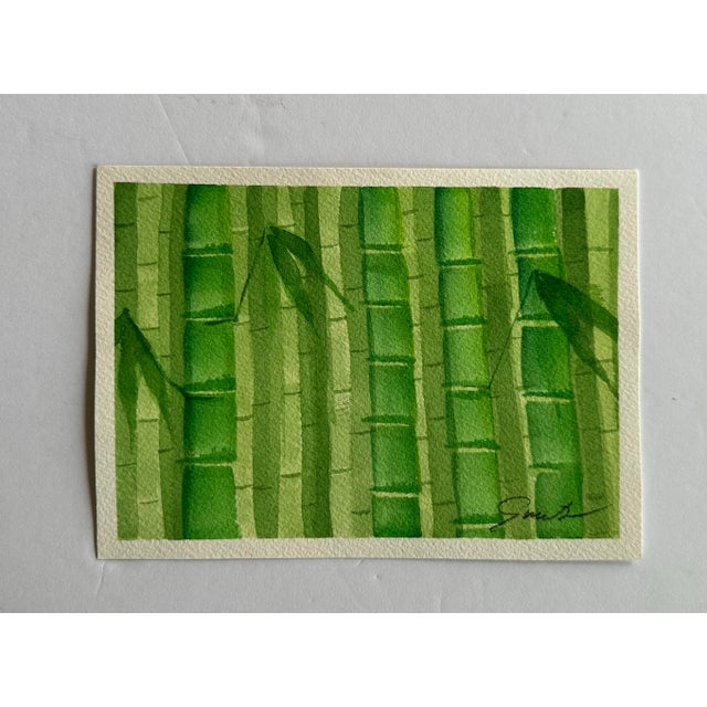 Have you ever looked into a dense stand of bamboo? I love the thick green. Signed and ready to frame.