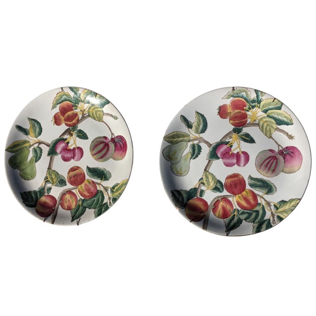 Vintage Chinese Porcelain Decorative Fruit Plate- A Pair For Sale - Image 4 of 12