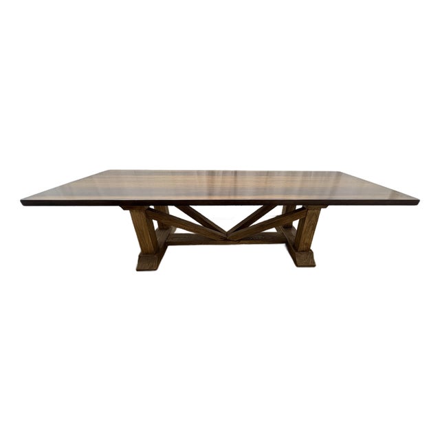 Arhaus Tuscany Dining Table — 118" Handcrafted in Italy | Solid Poplar Wood | Curated Trestle Base For Sale