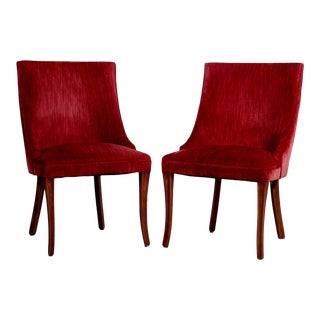 Raspberry Velvet Regency Style Side Chairs - a Pair For Sale