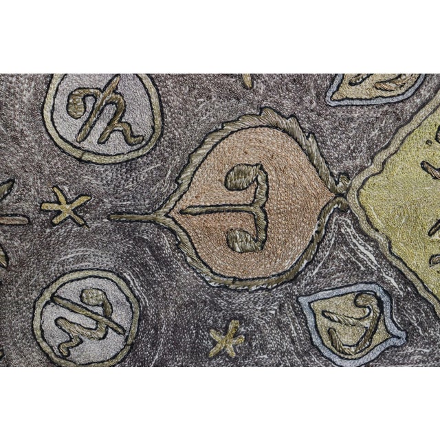 Metallic Thread Embroidered Wall Hanging, 1930s For Sale - Image 13 of 16