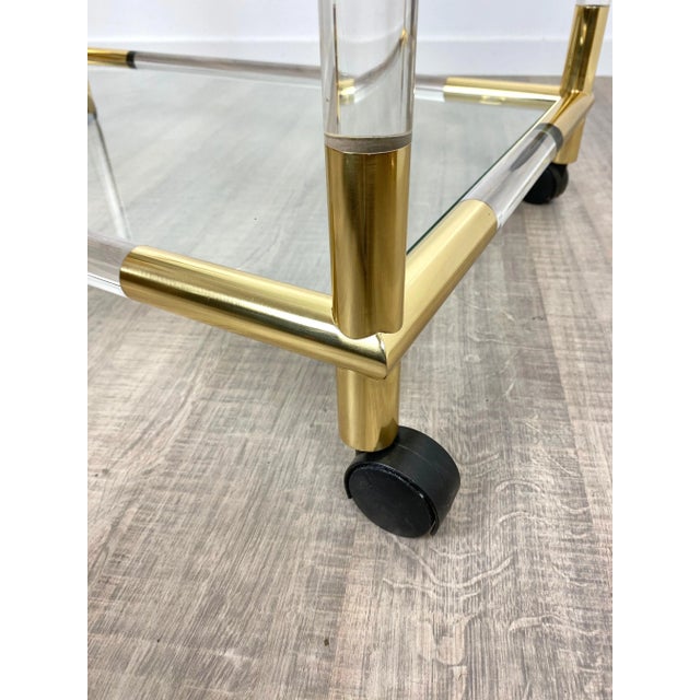 Acrylic, Brass & Glass Bar Serving Cart Trolley, Italy, 1970s For Sale - Image 11 of 15