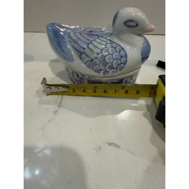1970s Vintage (2) Blue and White Ducks on a Nest For Sale - Image 5 of 6