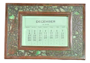 Tiffany Studios New York Grapevine Bronze and Slag Glass Desk Calendar Frame or Picture Frame