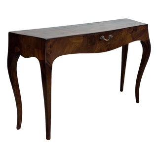 Italian Saber Leg Burlwood Console Table or Writing Desk For Sale