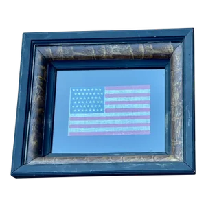 Antique 1912 Gauze Staggered 48 Star American Flag in Antique Marbleized Frame