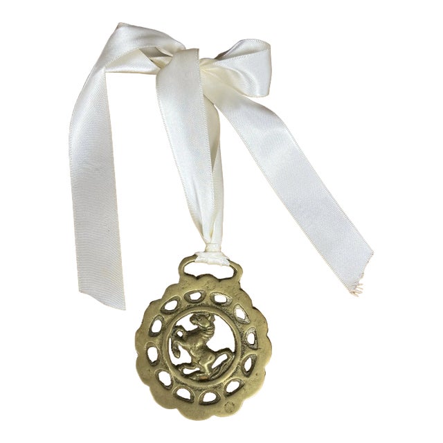 Vintage English Horse Brass Ornament For Sale