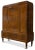 A grand rosewood three door fitted salon cabinet with geometrically veneered fronts raised on turned tapering legs with...