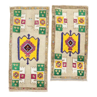 Late 20th Century Funky Pair of Turkish Rugs - 1'6" x 2'11" For Sale