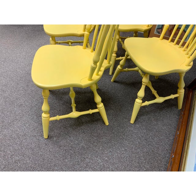 Late 20th Century 20th Century Yellow Painted Windsor Chairs Set of Four For Sale - Image 5 of 8