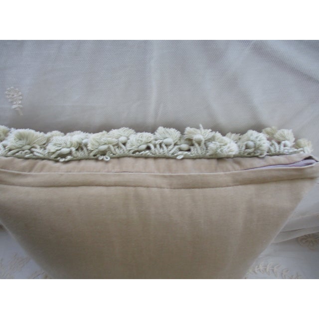 Cornflower Blue Vintage French Blue and Pink Floral Petit Point & Needlepoint Accent Pillow For Sale - Image 8 of 8