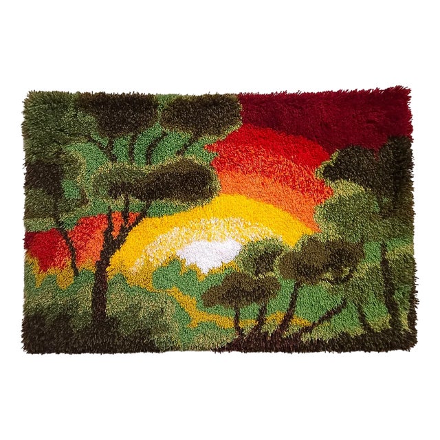 German Wool Wall Tapestry, 1970s For Sale