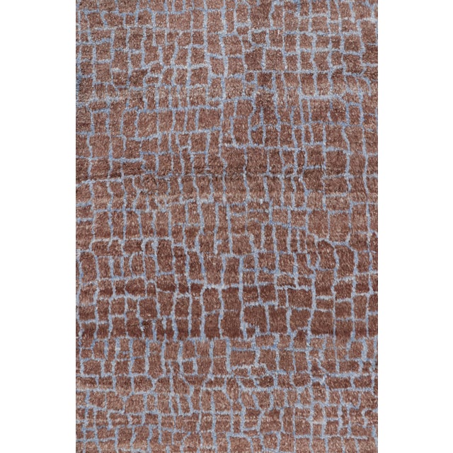 Contemporary Rug & Kilim’s Modern Rug in Brown With Blue Geometric Patterns For Sale - Image 3 of 8