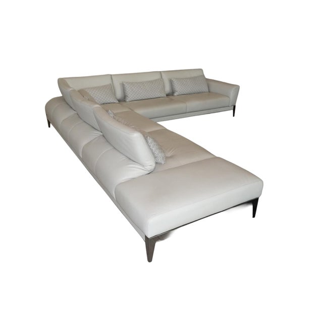 Roche Bobois Connexe Corner Sectional in Soave Leather - Gris Nuage For Sale - Image 11 of 17
