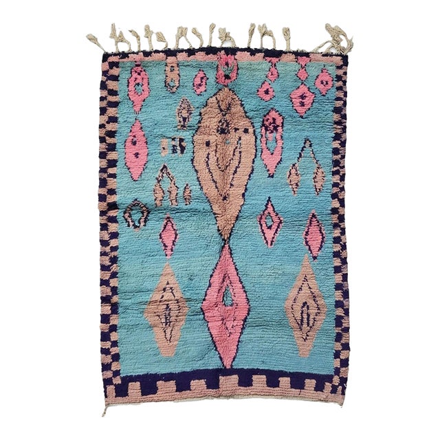 Abstract Moroccan Wool Rug - 8.9 X 6.2 Ft For Sale