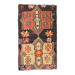 Vintage Decorative Small Kars Kilim Rug - 3`6″ X 6`0″ For Sale