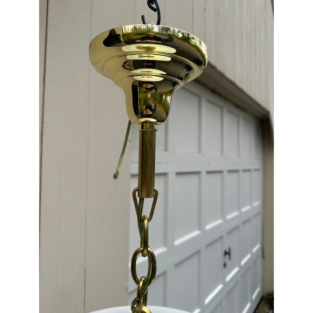 American Large Vintage School House Globe With Brass Hanging Fixture For Sale - Image 3 of 6