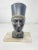 Antique metal bust of Nefertiti mounted on marble plinth. Appears to be a component of Deco era torchiere. Old electrical...