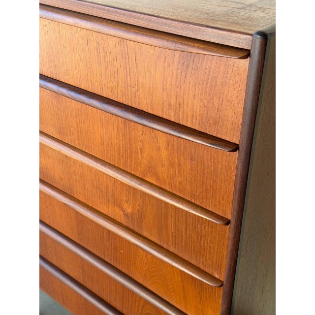 1960s Danish Mid Century Modern Teak Tallboy Dresser Chest of Drawers Scandinavian Vintage For Sale - Image 10 of 10