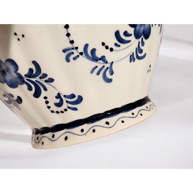 Ceramic Antique Hand-Painted Delft Blue Vase, Holland, 19th Century For Sale - Image 7 of 15