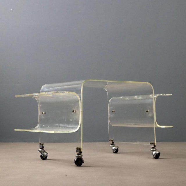 Vintage Acrylic Glass Bar Cart, 1960s For Sale - Image 6 of 7