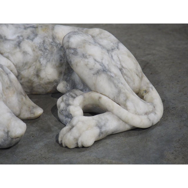 Italian Volterra Alabaster Sleeping Hound Sculpture – Bardiglio Grey, 20th C. For Sale - Image 4 of 14