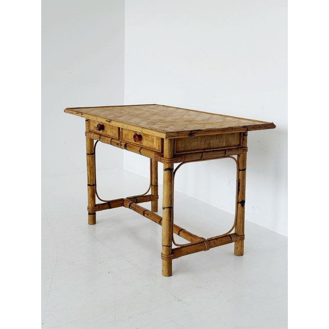 Wicker and Bamboo Desk, 1960s For Sale - Image 8 of 8