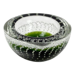 Small Green Sommerso Murano Glass Bullicante Bowl from Galliano Ferro, 1960s For Sale